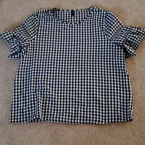 Black and White Gingham Oversized Top